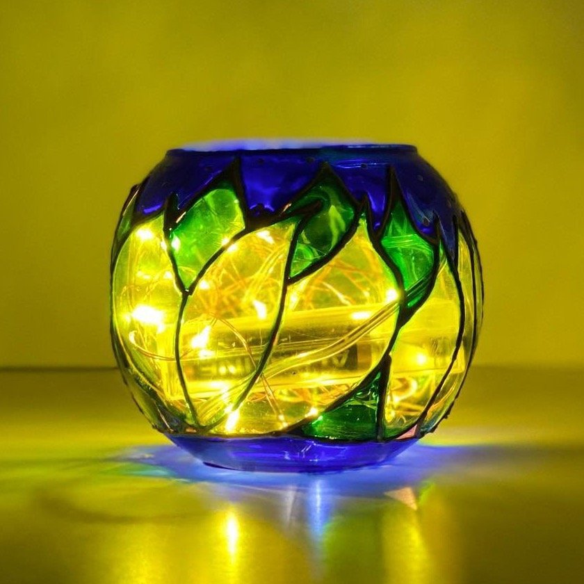 One of the studio's real candle holders, shown as blank glass, ready to be painted